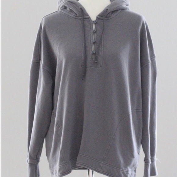 Aerie Button Henley Oversized Hoodie Sweatshirt - Picture 1 of 4